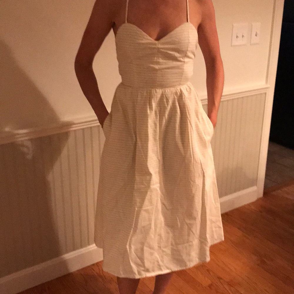 Dra Los Angeles cotton pale yellow stripe dress